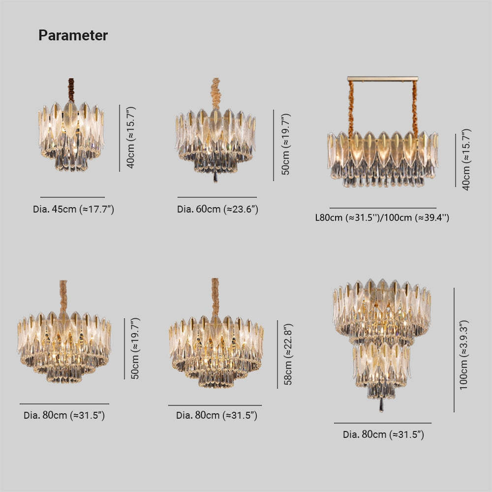 Marilyn Crystal Chandelier Dimensions