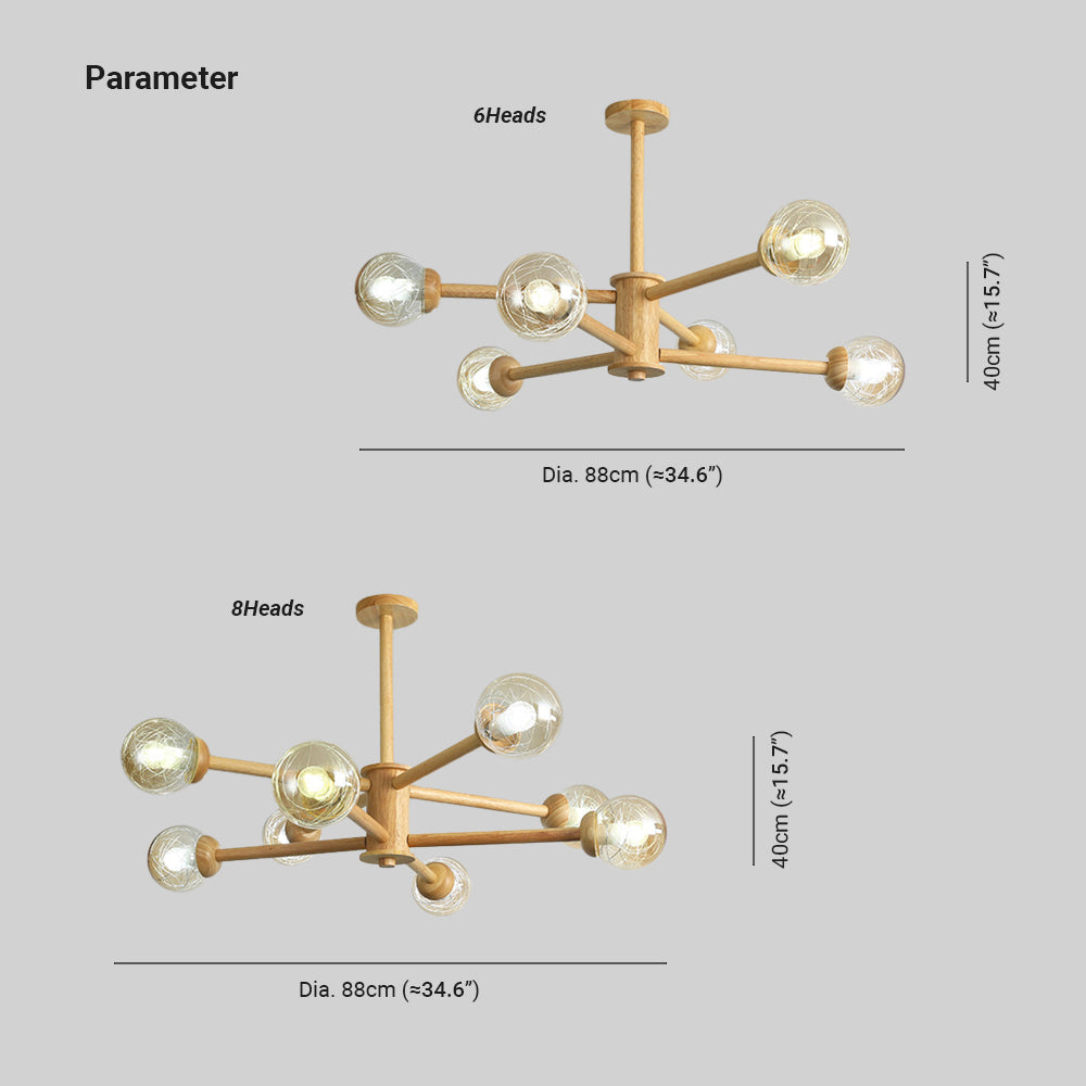 Ozawa wood glass pendant light dimensions Ozawa Minimalist Bubble Wood/Glass Pendant Light