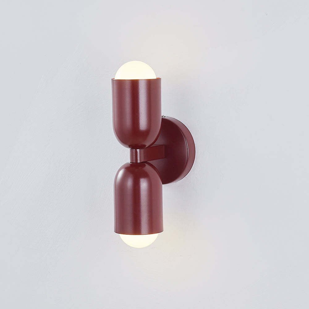 Red Morandi wall lamp: Modern double-headed sconce.