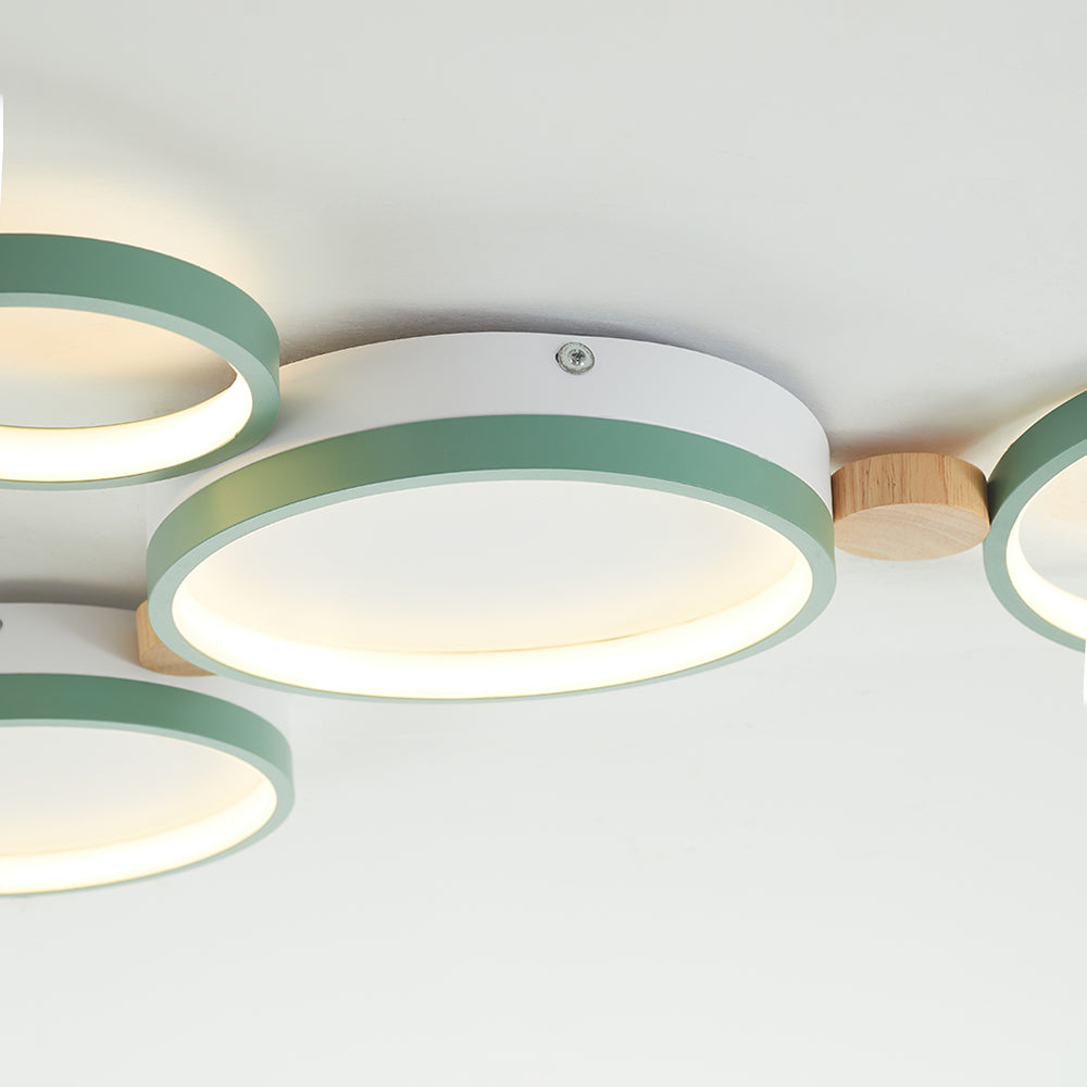 Sienna Round Flush Mount Ceiling Light Green and White