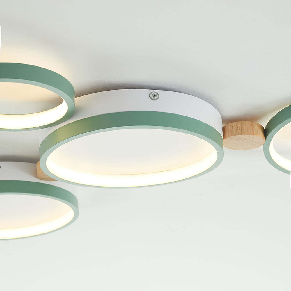 Sienna Round Flush Mount Ceiling Light Green and White