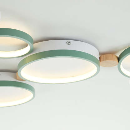 Sienna Round Flush Mount Ceiling Light Green and White