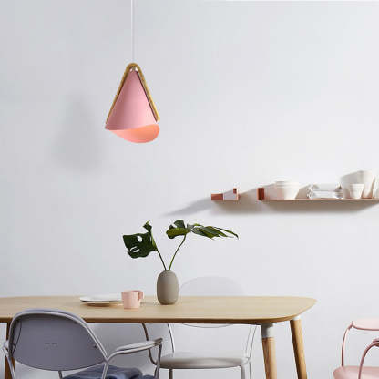 Pink Morandi pendant light in dining room setting.