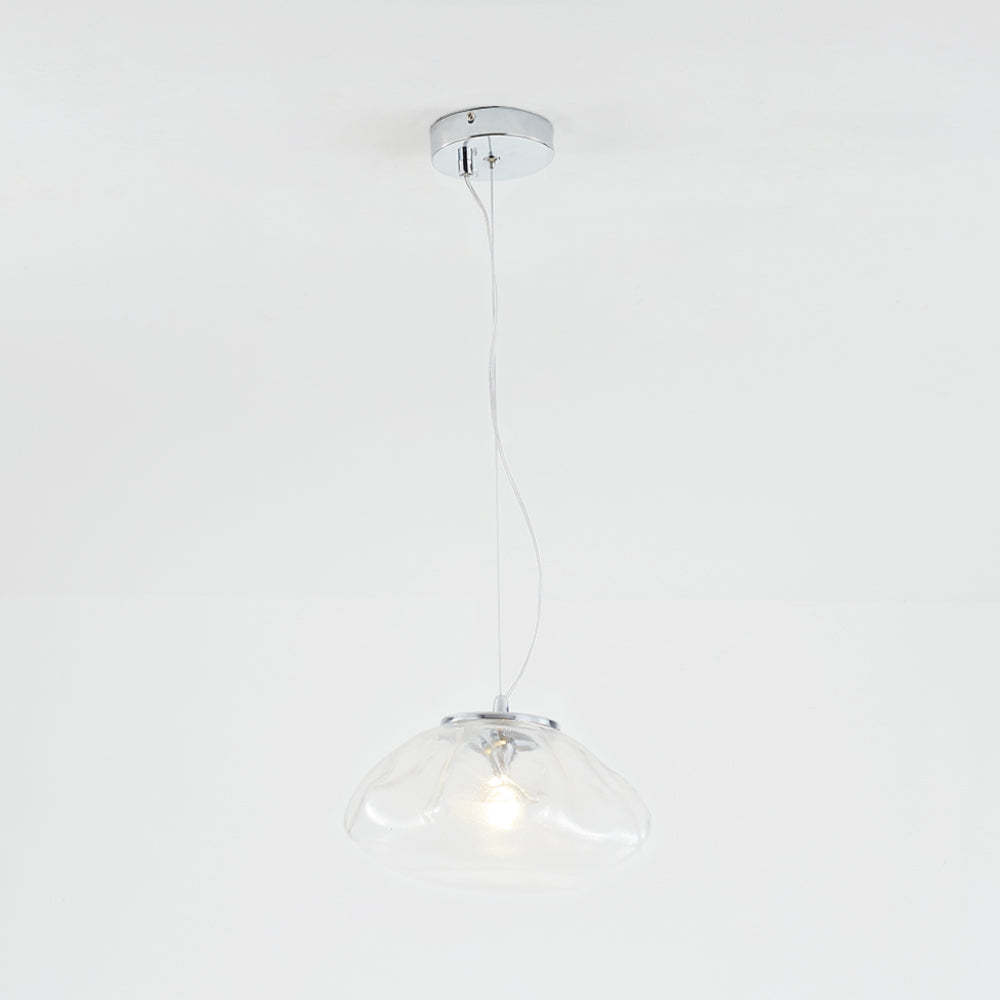 Clear Byers glass pendant light. Minimalist spherical design