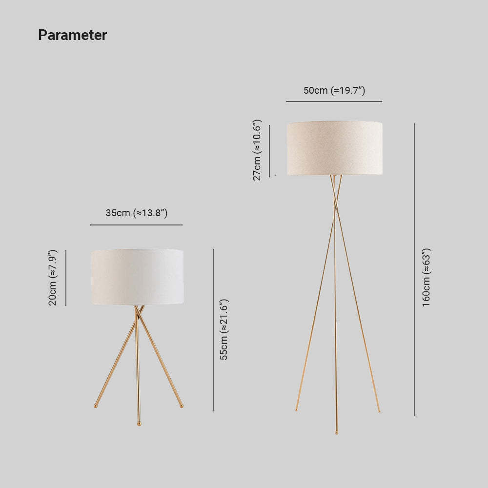 Baines tripod lamp dimensions: table & floor lamp sizes Baines Modern Tripod Floor & Table Lamp, Fabric