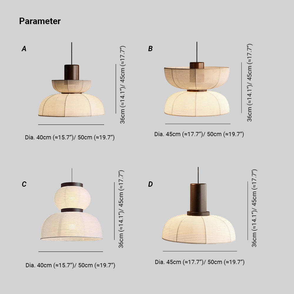 Ozawa Pendant Light, dimension, style options