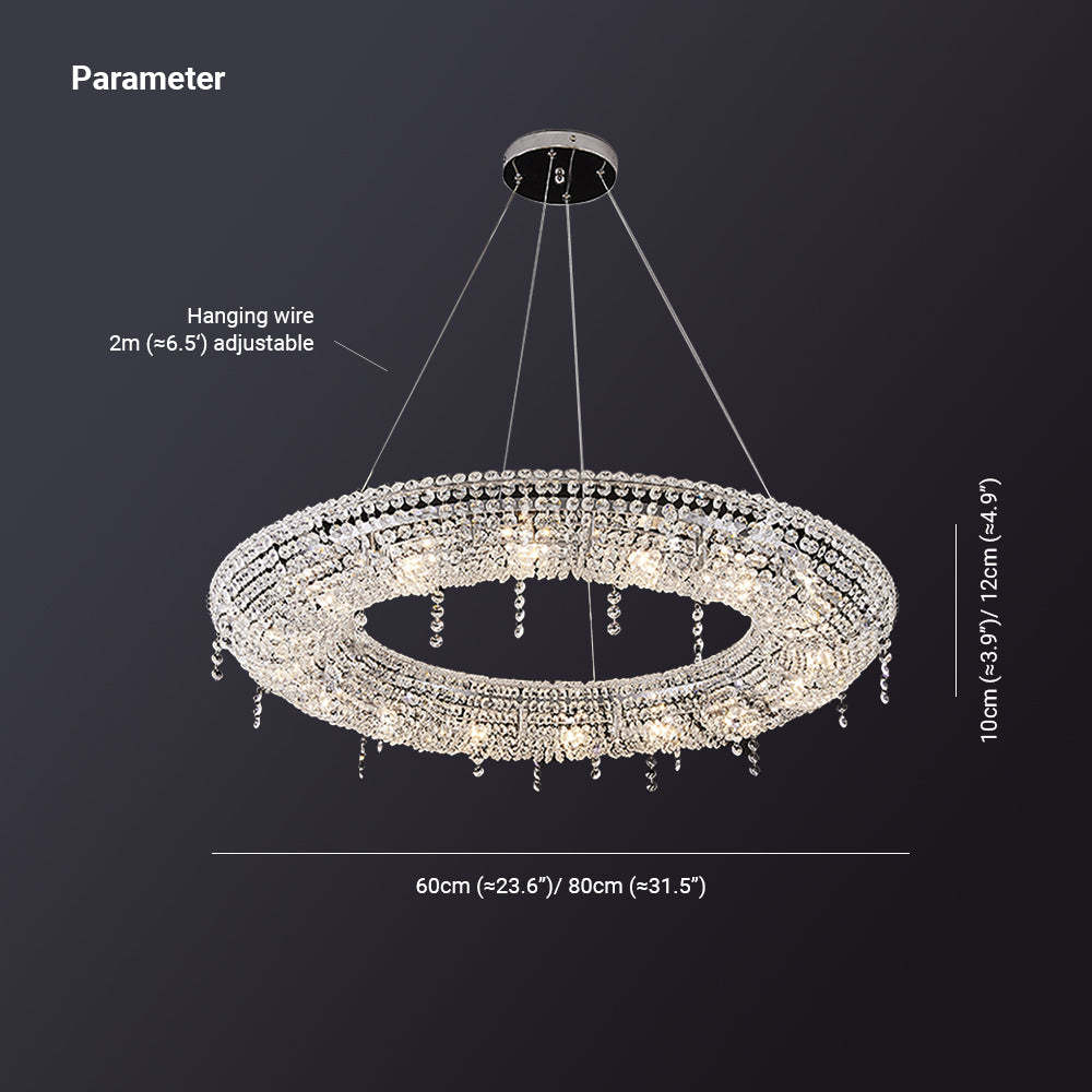 Kristy Luxury Round Crystal Pendant Light - Dimensions