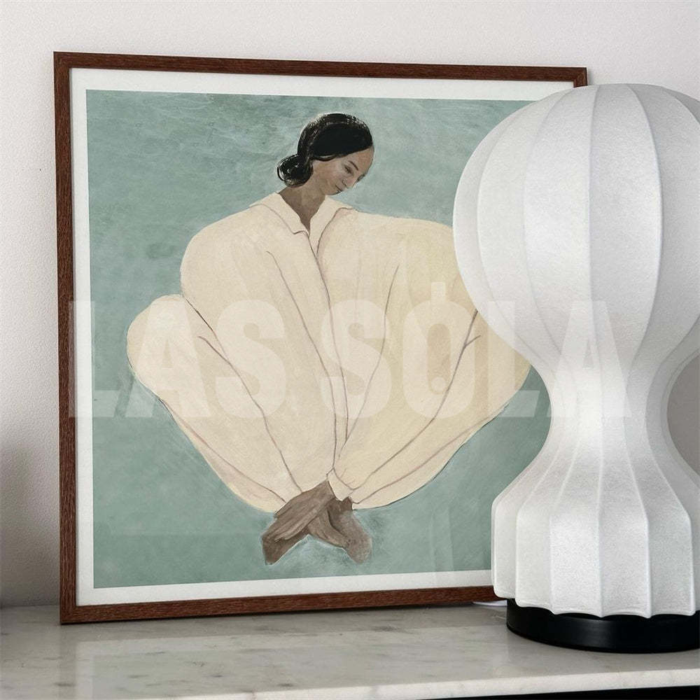 Renée table lamp and artwork. Lassola Lighting.