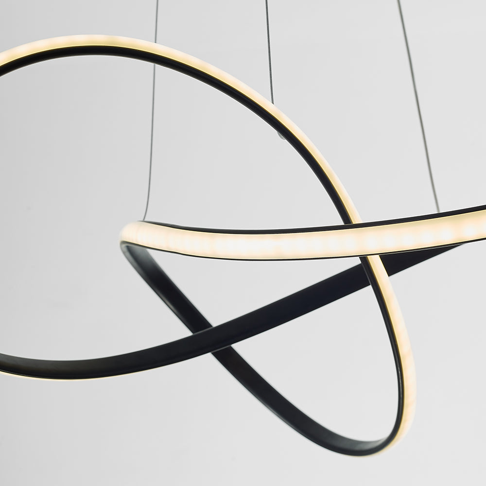 Modern Louise Pendant Light - Black Metal and Acrylic Rings