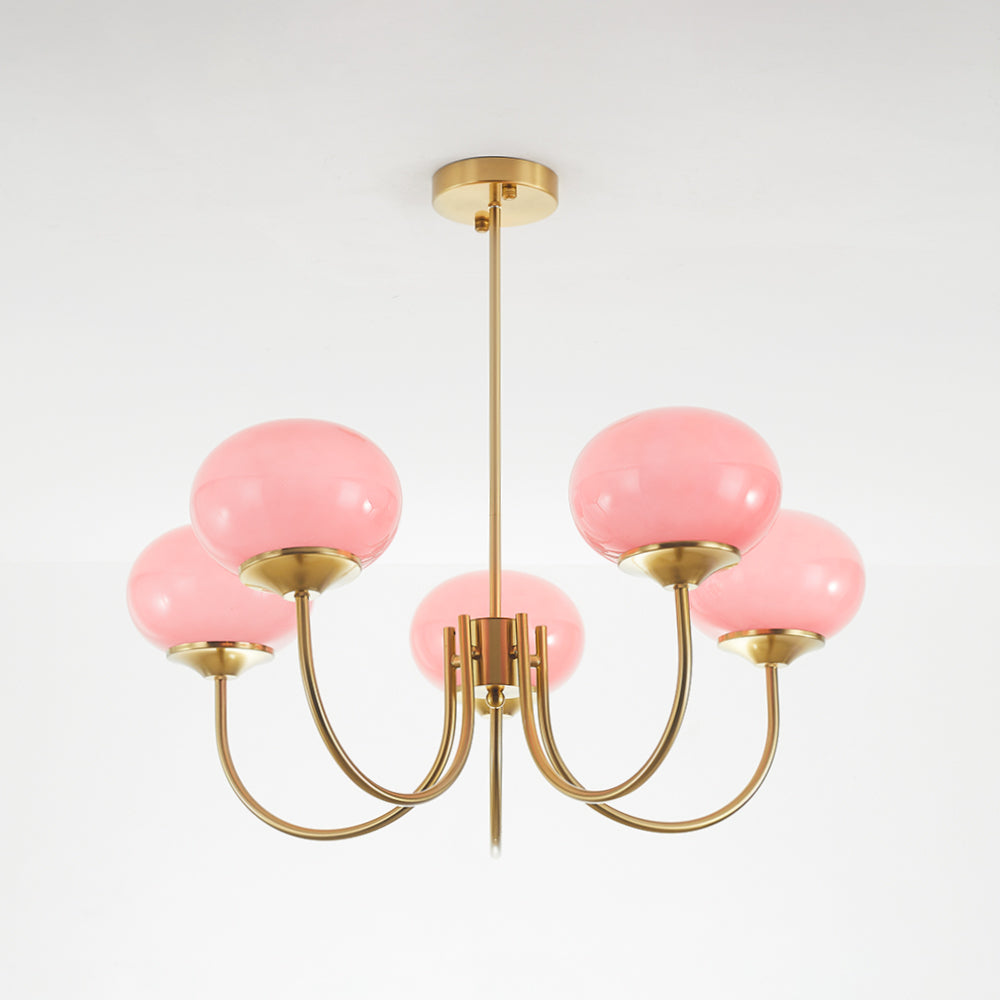 Pink Globe Chandelier - Hailie Art Deco Lighting