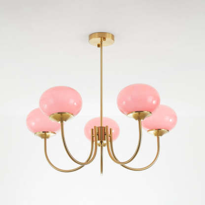 Pink Globe Chandelier - Hailie Art Deco Lighting