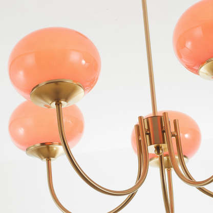 Pink Globe Chandelier: Hailie Art Deco Lighting Fixture