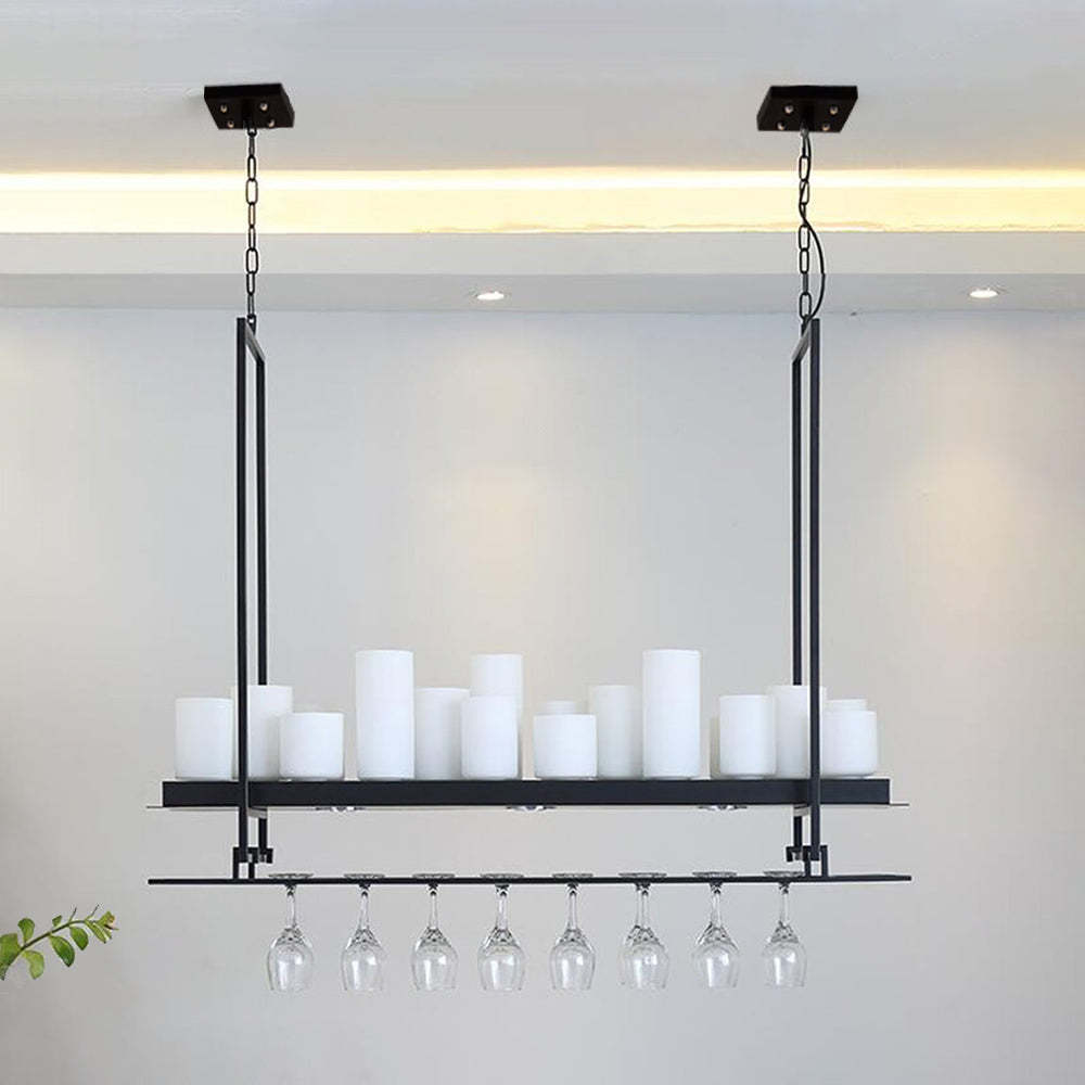Alessio Candle Pendant Light with Wine Glass Rack and Candles
