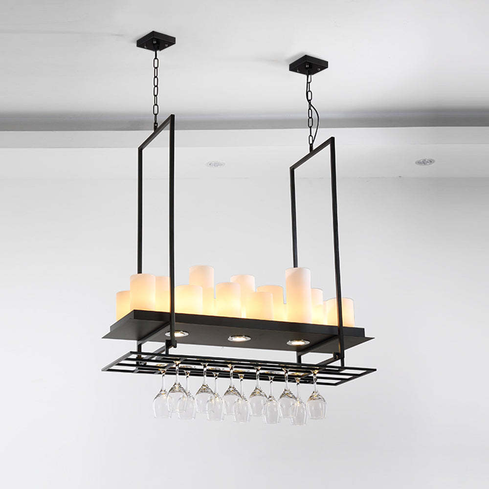 Alessio Candle Pendant Light with Wine Rack