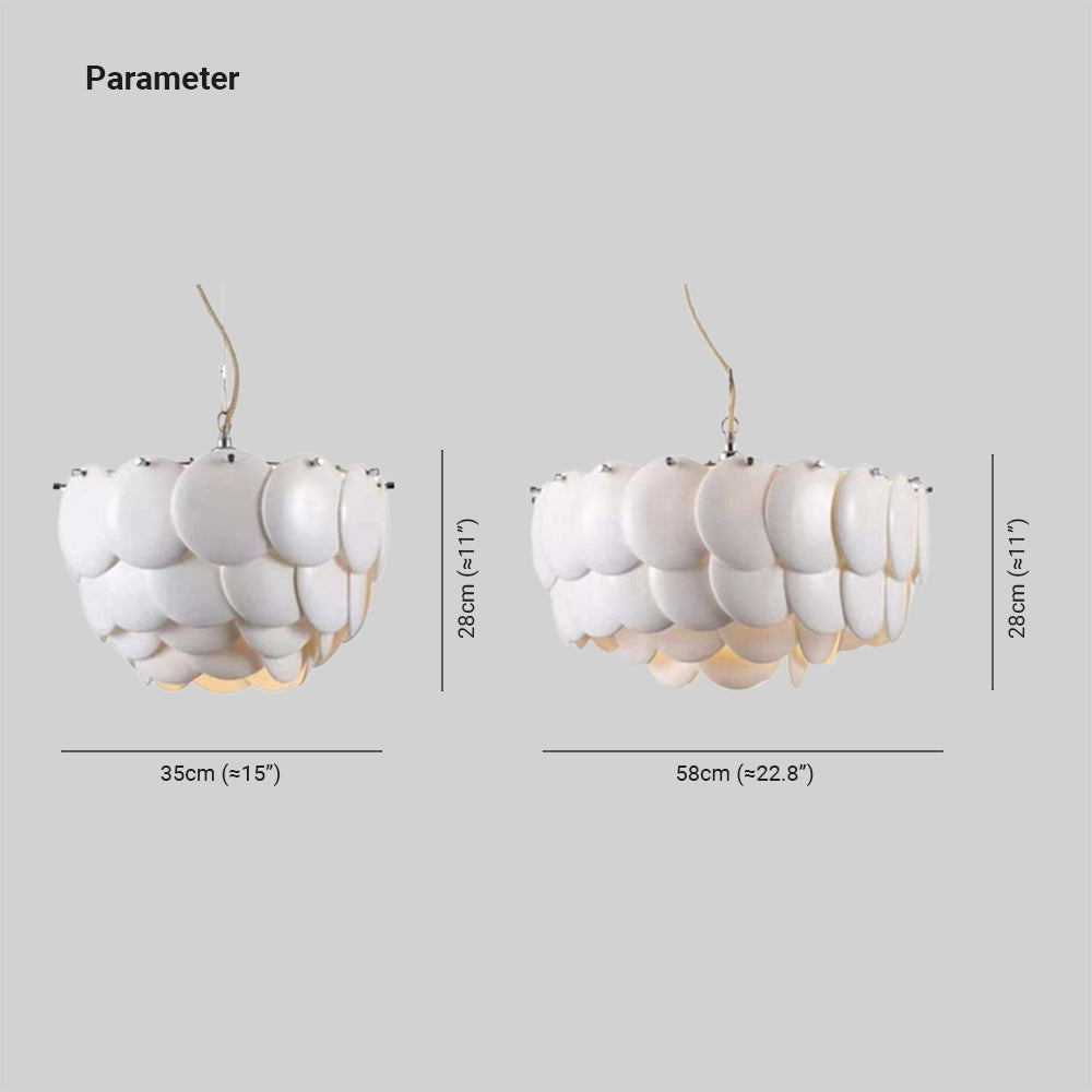 Lottie White Chandelier Dimensions: 35cm and 58cm width