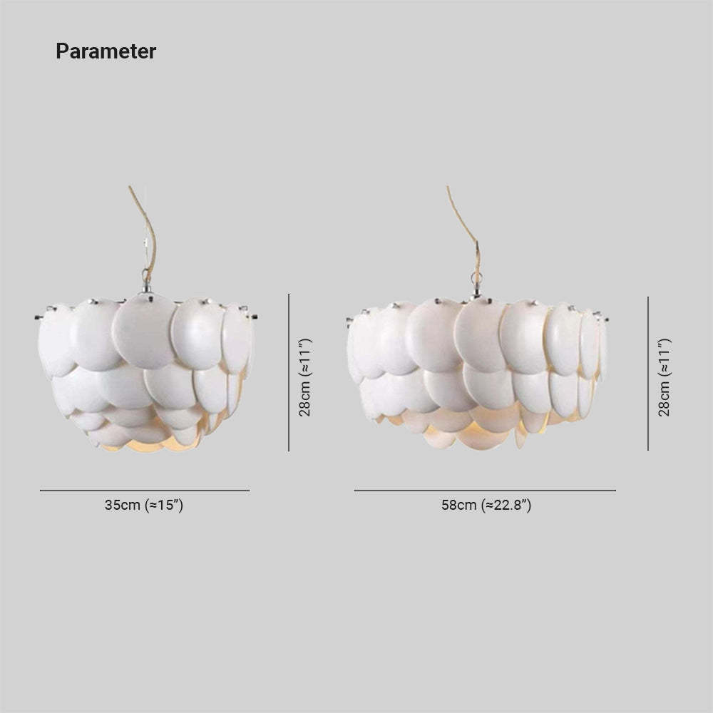 Lottie White Chandelier Dimensions: 35cm and 58cm width