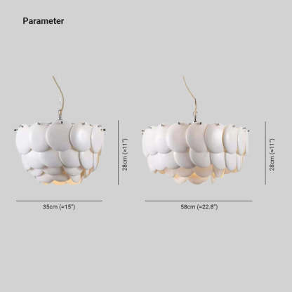 Lottie White Chandelier Dimensions: 35cm and 58cm width