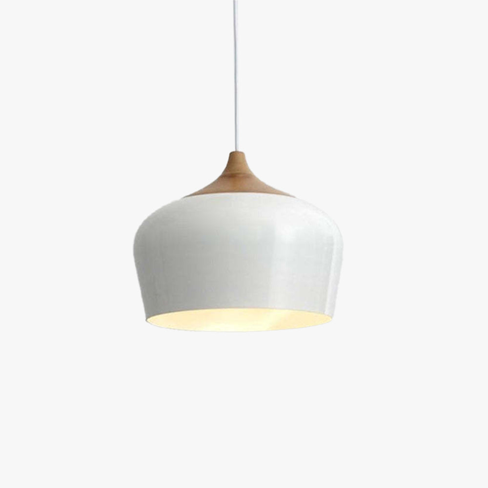 Nazifa Minimalist Metal Wood Pendant Light - White