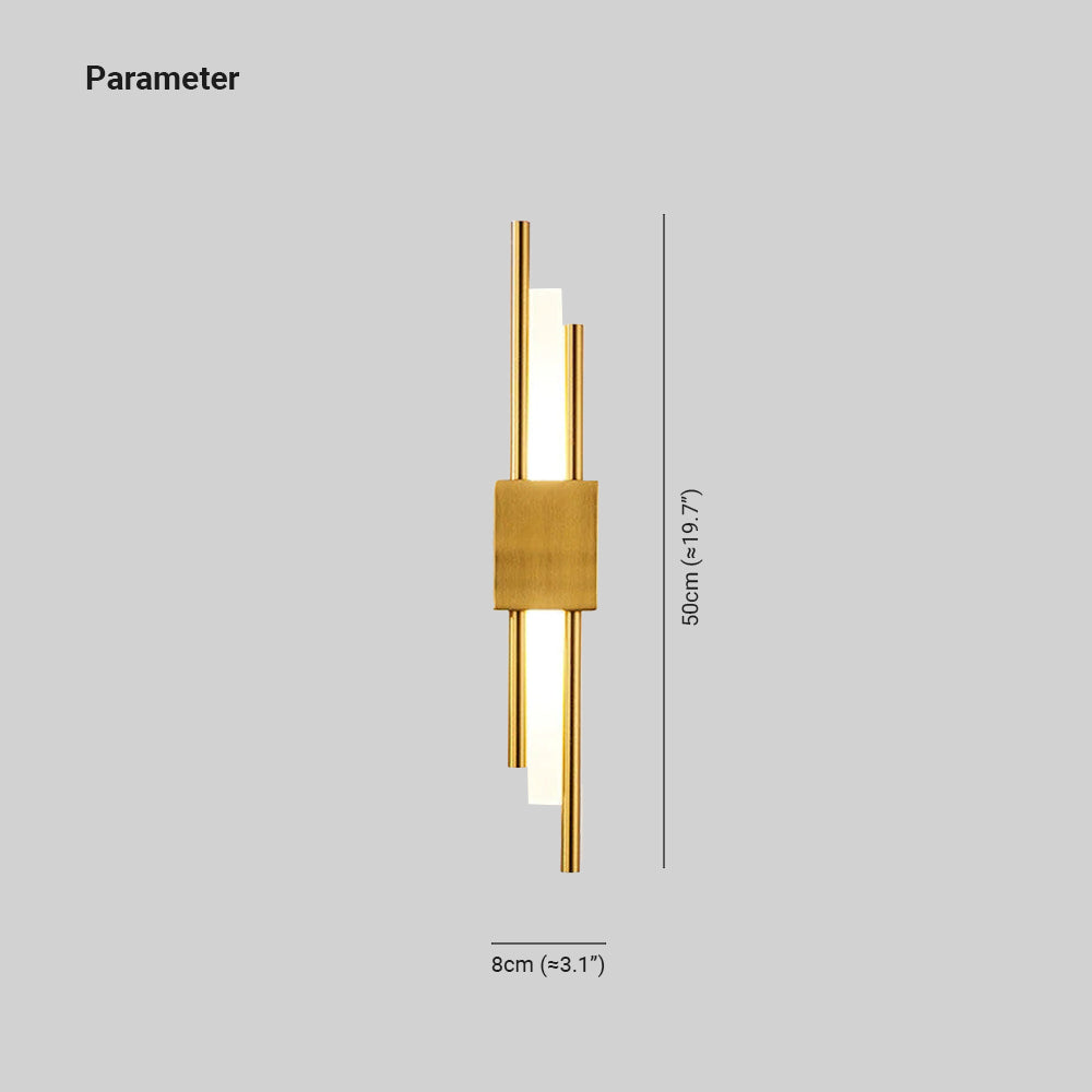 Alana LED wall lamp dimensions: 50cm height, 8cm width.