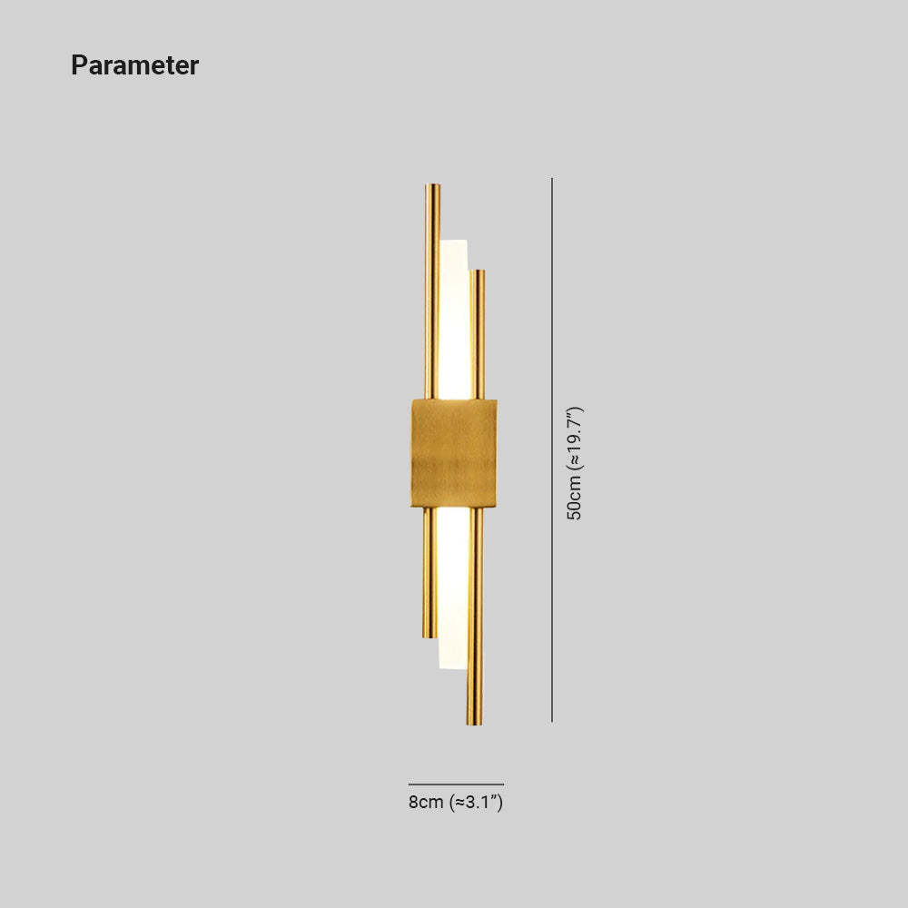 Alana LED wall lamp dimensions: 50cm height, 8cm width.