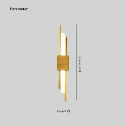 Alana LED wall lamp dimensions: 50cm height, 8cm width.