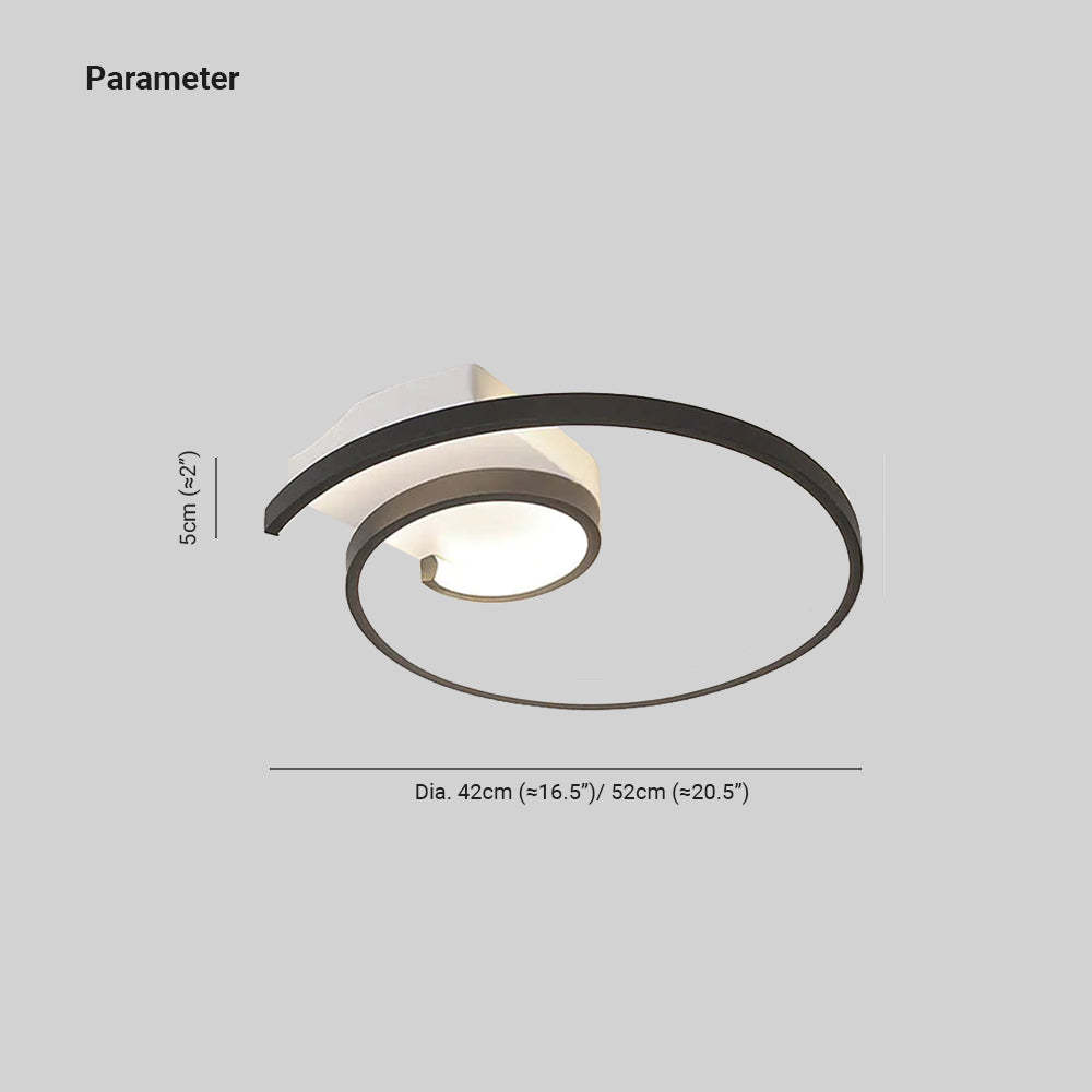 Lacey Modern Spiral Ceiling Light - Dimensions, Black & White