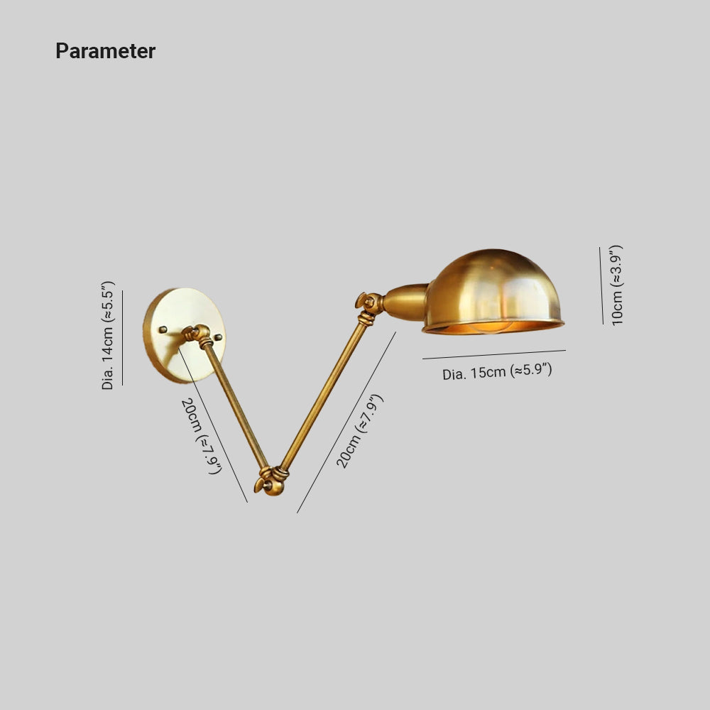 Brady Bronze Swing Arm Foldable Wall Lamp Dimensions