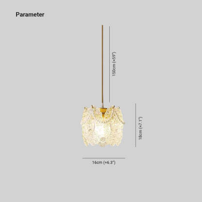 Kirsten French Lacey Flower Pendant Light dimensions, 16cm x 18cm, hanging length 150cm