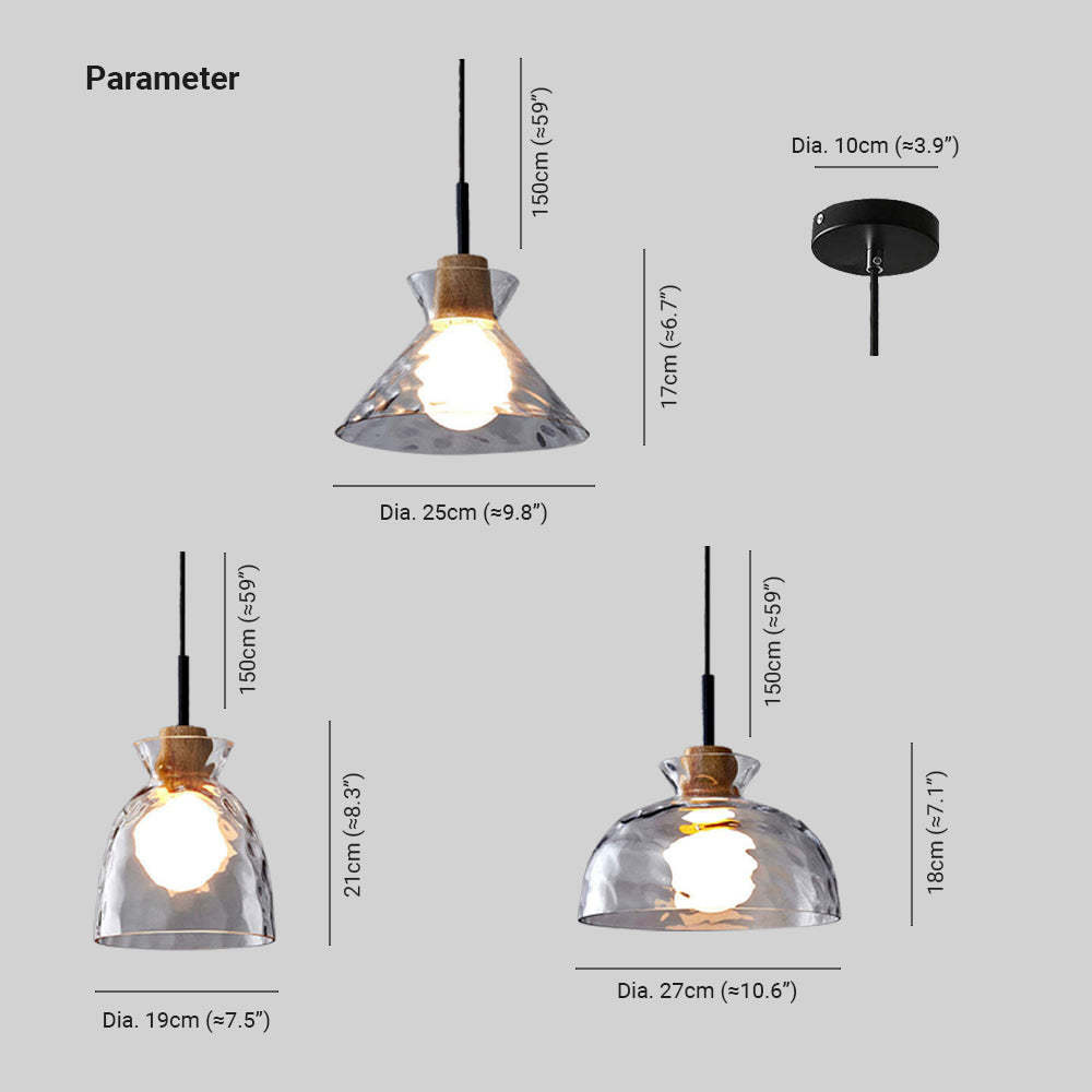 Levy Pendant Light dimensions, Minimalist geometric glass lamp