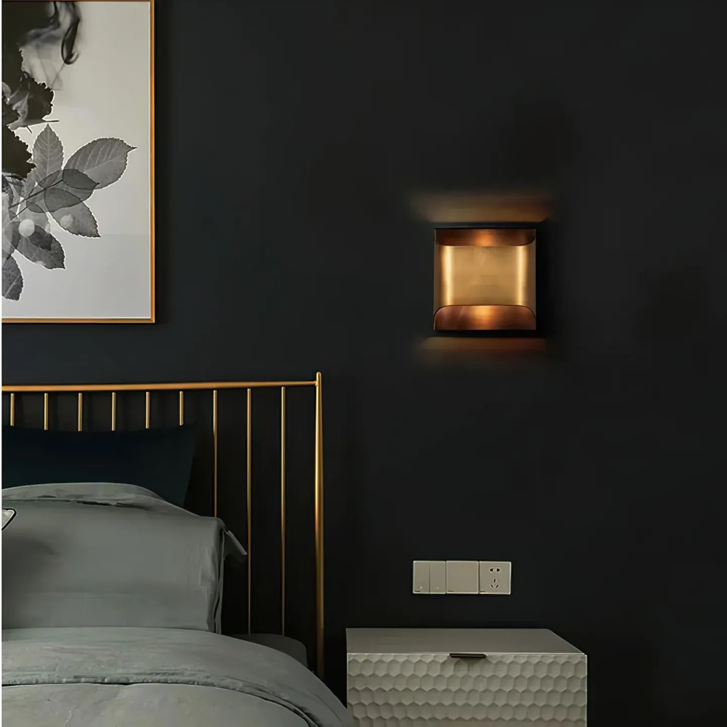 Orr Vintage Industrial Square Metal Wall Light Hallway Bathroom Bedroom