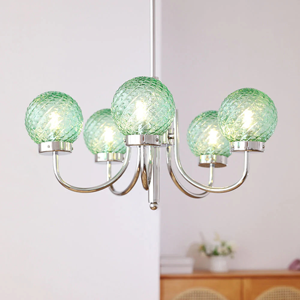 Green glass ball pendant light, Valentina pendant light