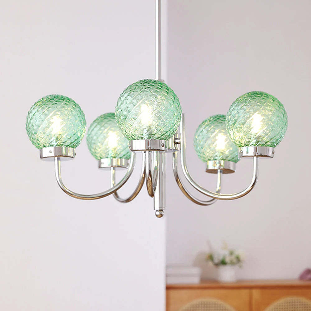 Green glass ball pendant light, Valentina pendant light