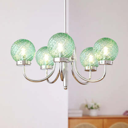 Green glass ball pendant light, Valentina pendant light