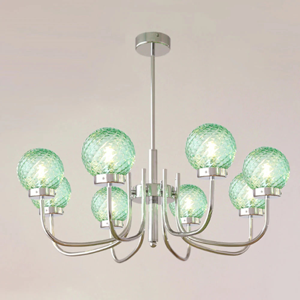 Valentina Fashion LED Pendant Light with green glass spheres