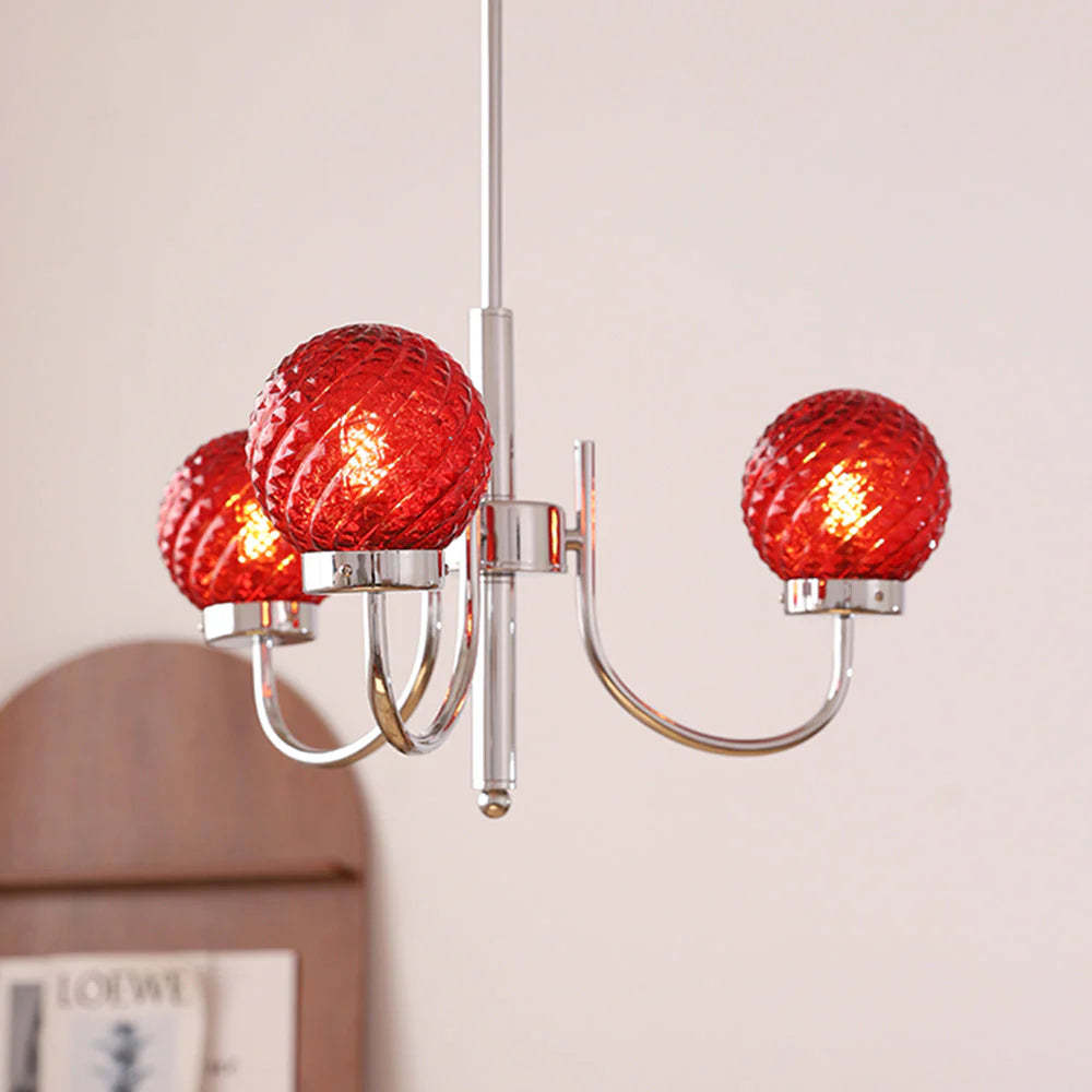 Red glass ball pendant light, Valentina style