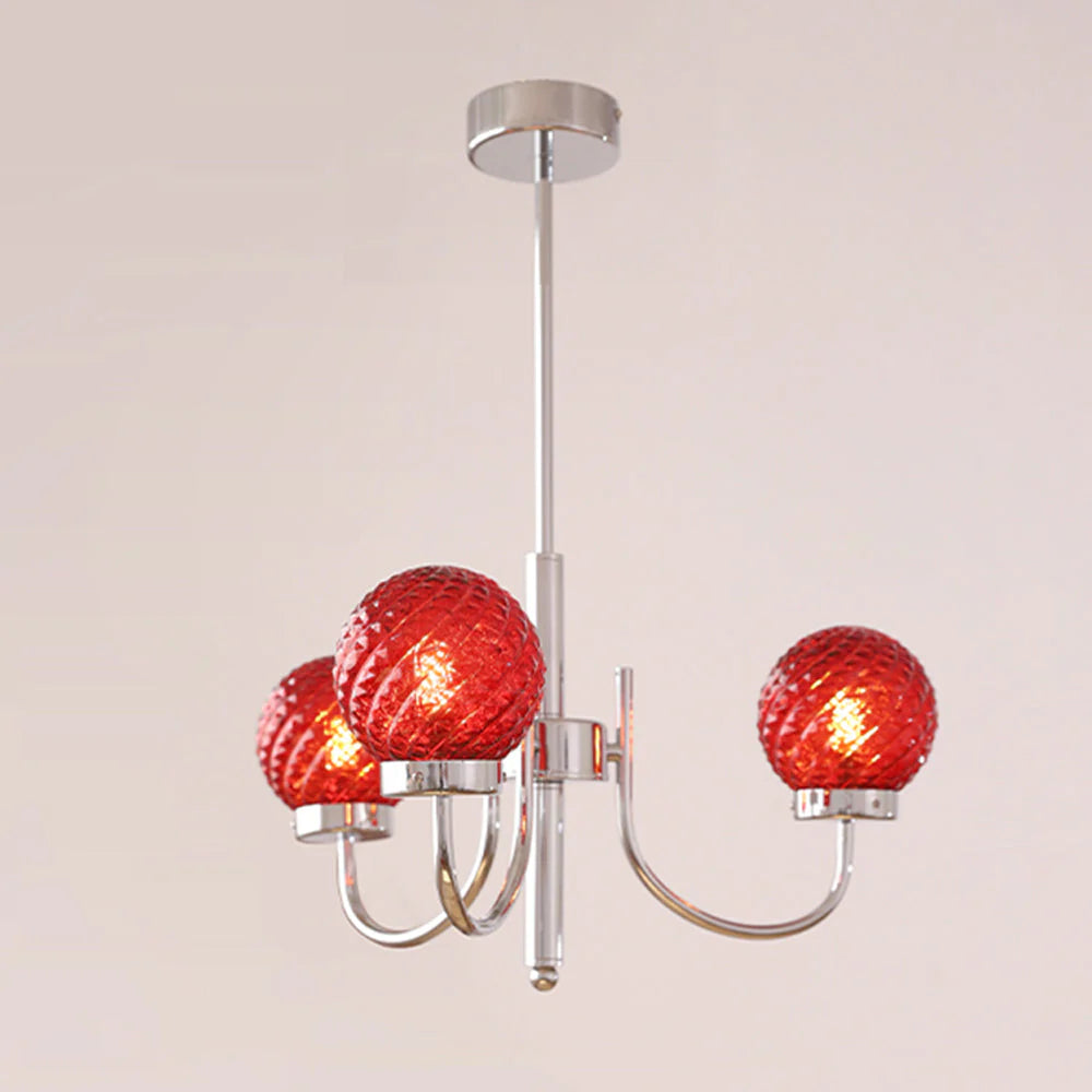 Valentina LED pendant light with red glass shades