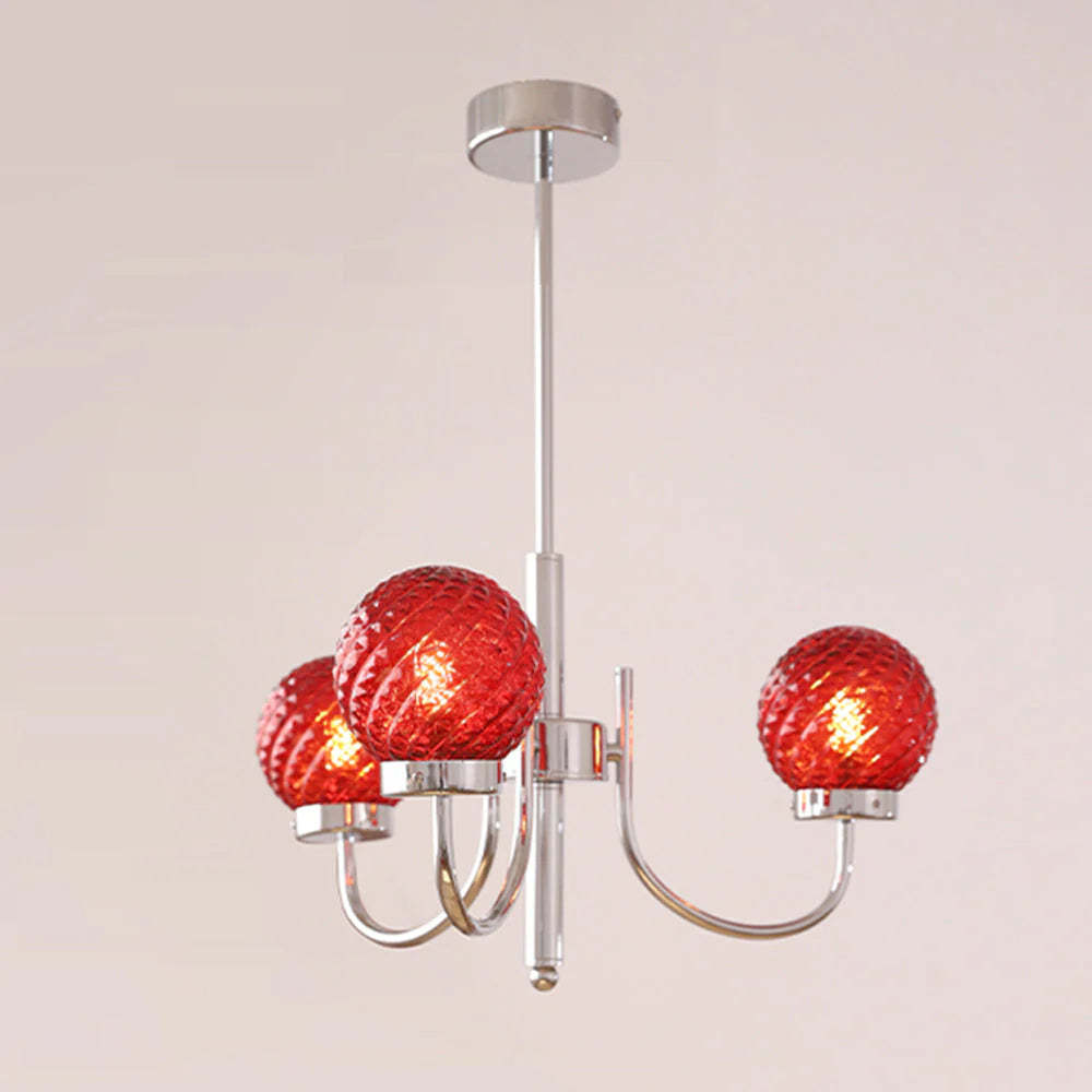 Valentina LED pendant light with red glass shades