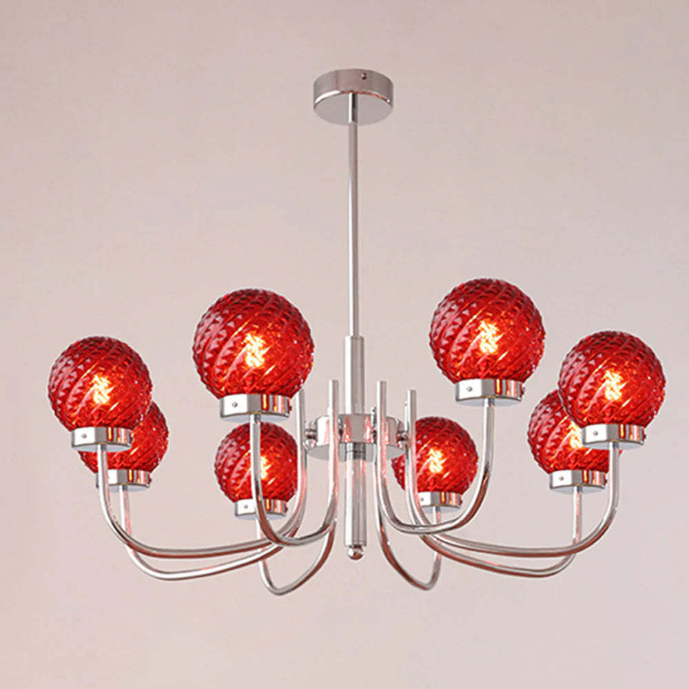 Valentina LED pendant light with red glass spheres