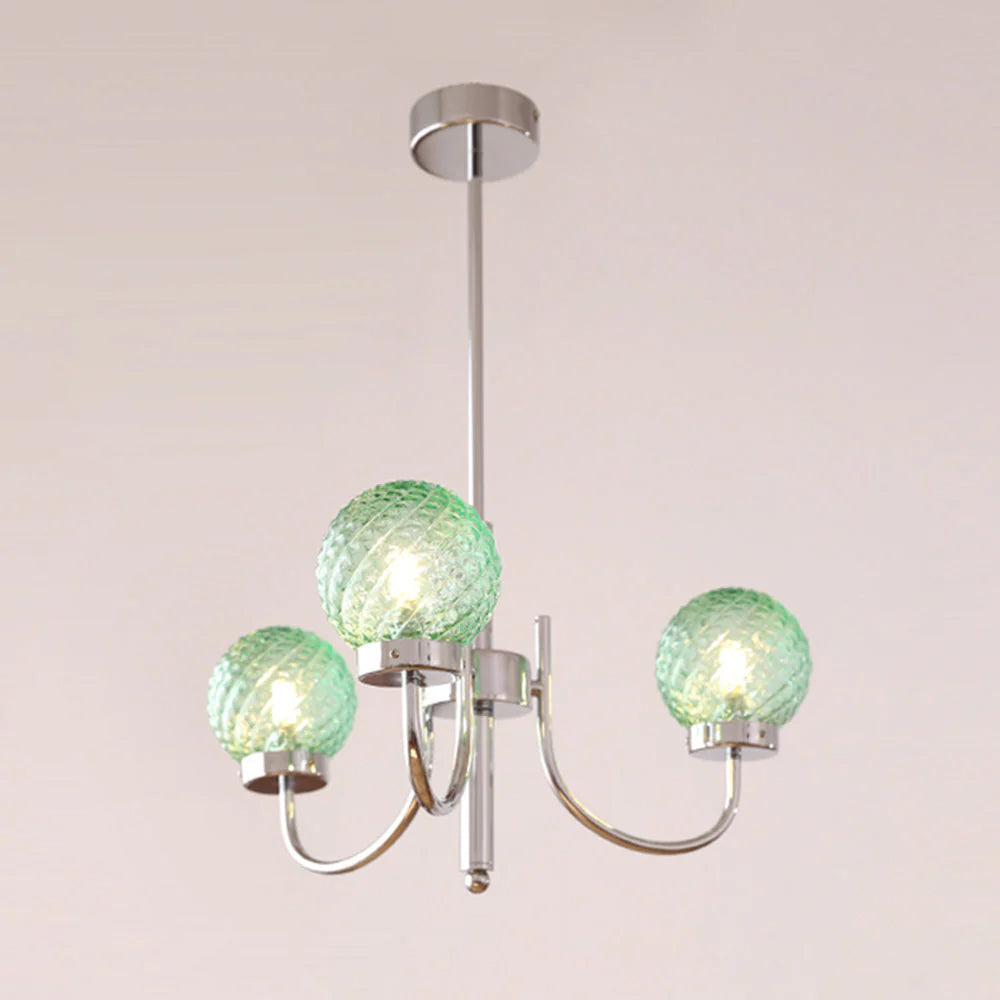 Valentina pendant light with green glass spheres