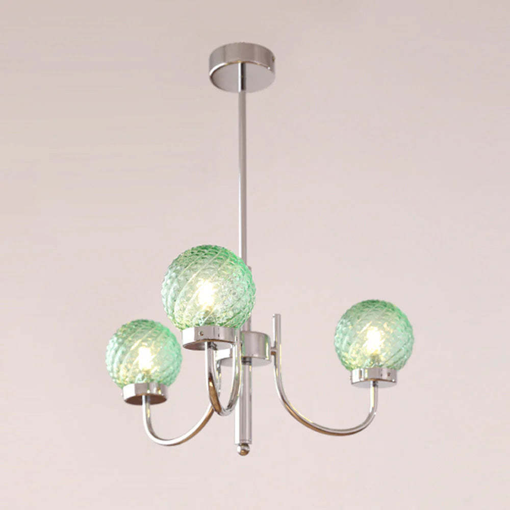 Valentina pendant light with green glass spheres