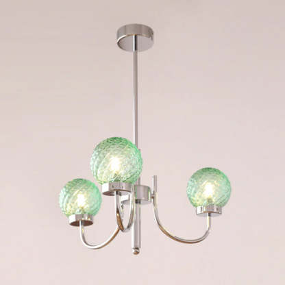 Valentina pendant light with green glass spheres