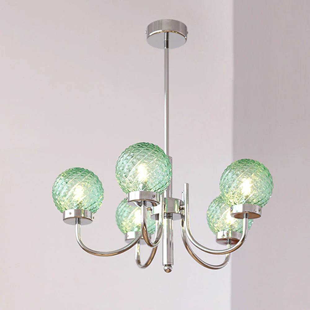 Valentina LED pendant light with green glass spheres