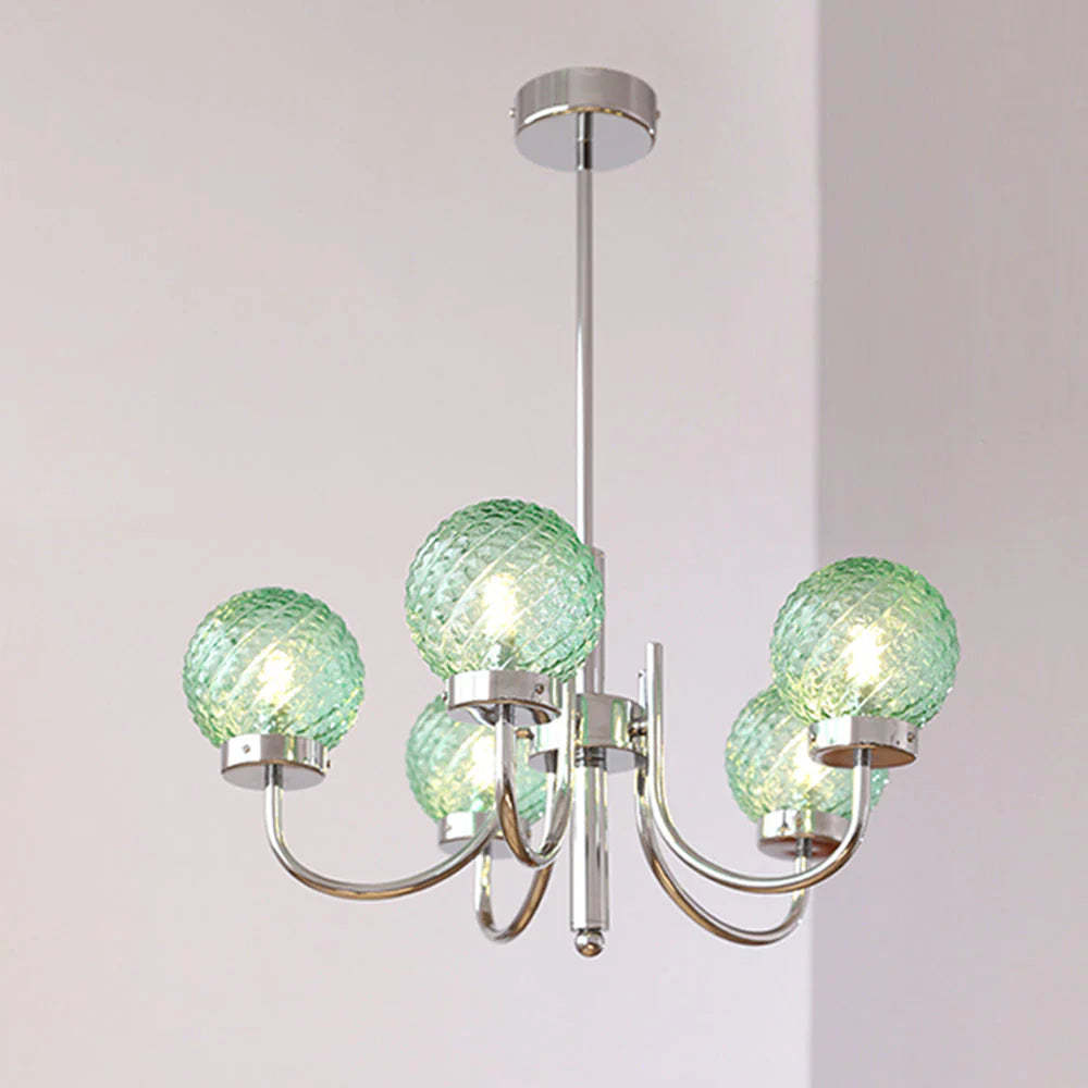 Valentina LED pendant light with green glass spheres
