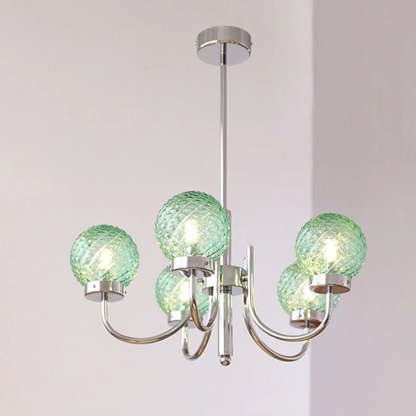 Valentina LED pendant light with green glass spheres
