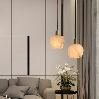 Ozawa pendant lights, alabaster shades, modern interior