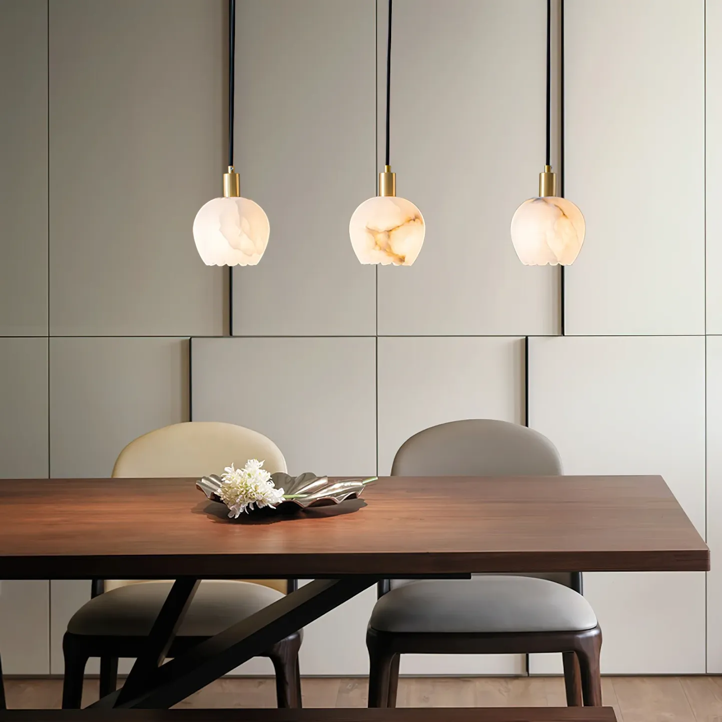 Ozawa pendant lights over dining table