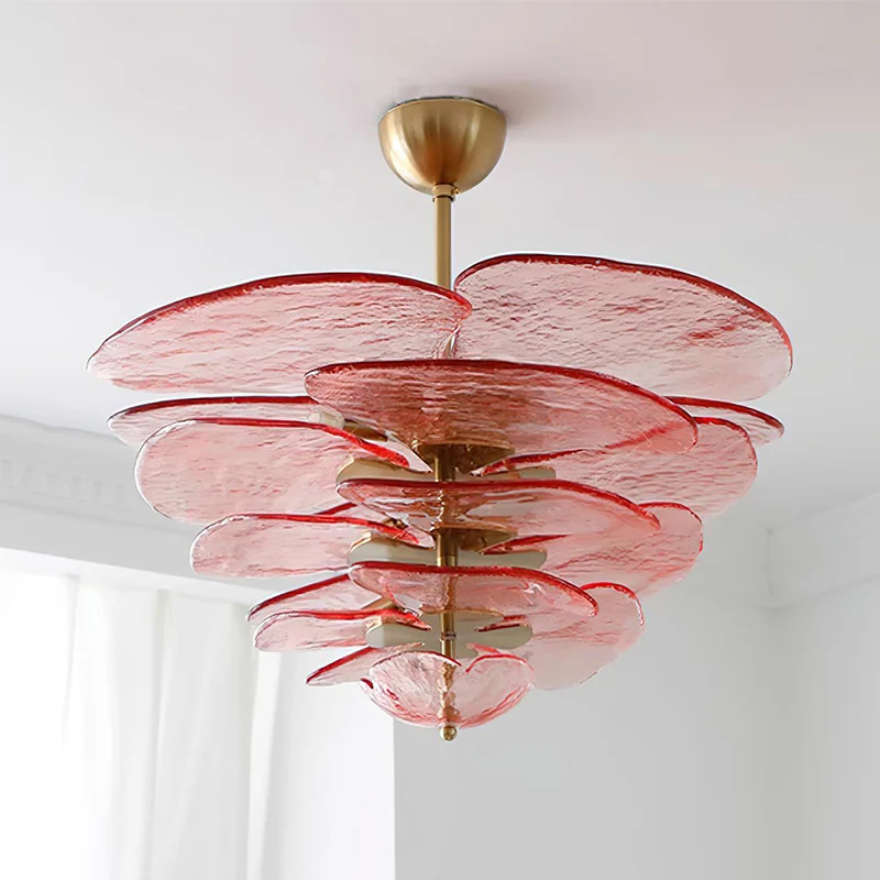 Marilyn Contemporary Lotus Leaf Layered Glass Chandelier