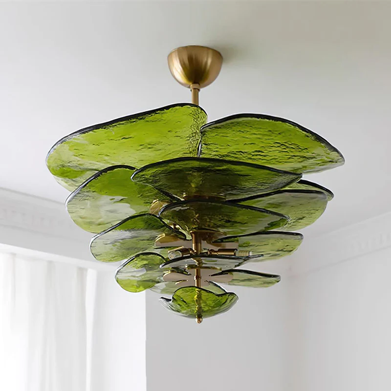 Marilyn Contemporary Lotus Leaf Layered Glass Chandelier