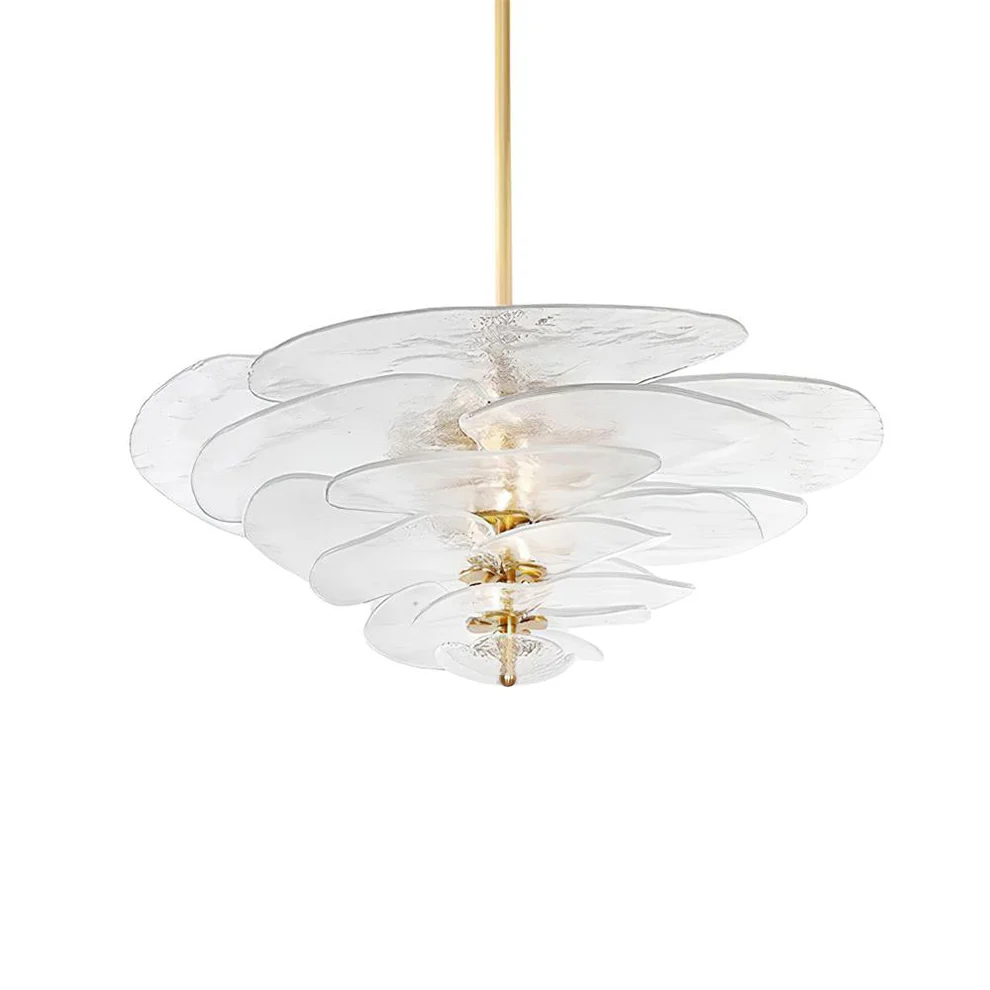 Marilyn Contemporary Lotus Leaf Layered Glass Chandelier
