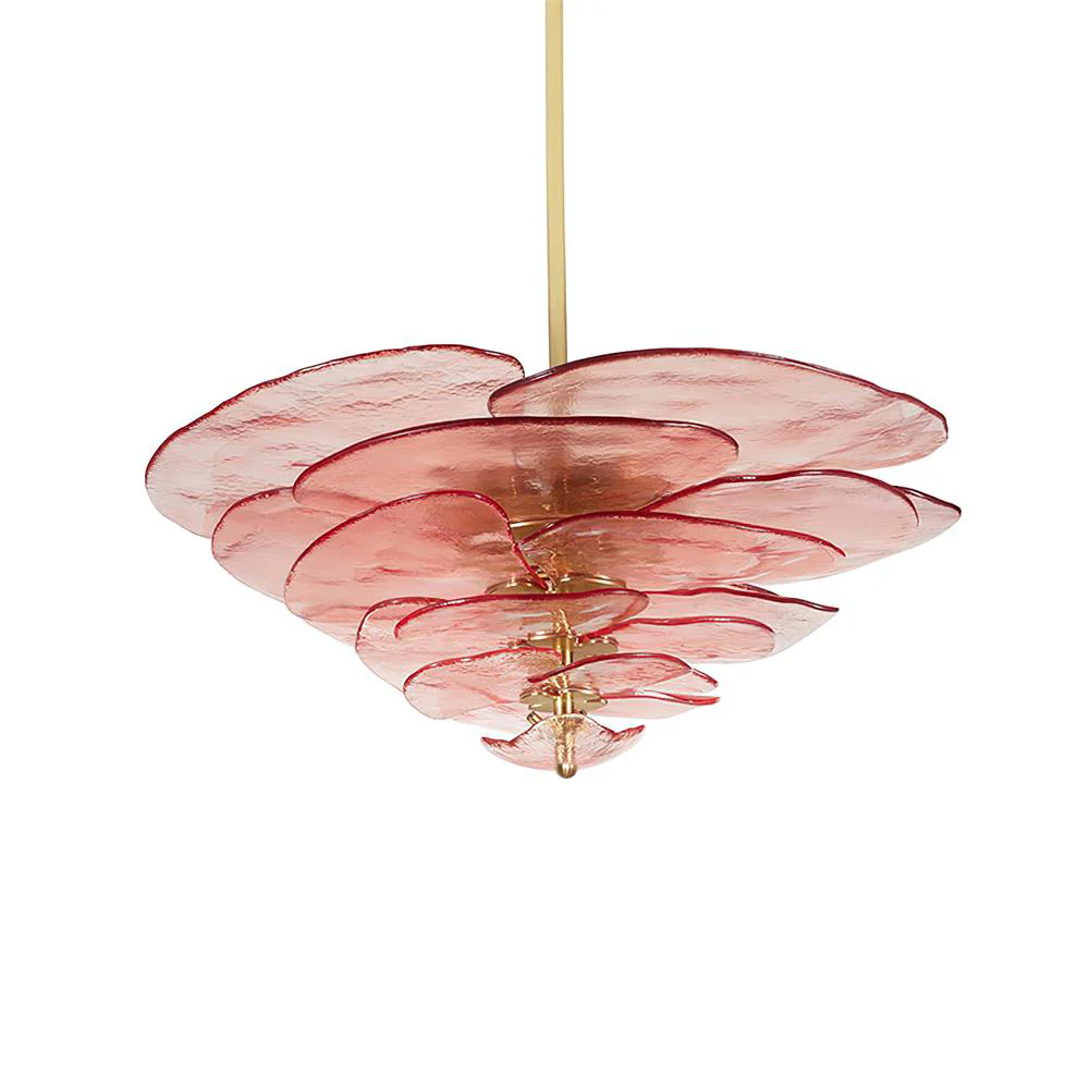 Marilyn Contemporary Lotus Leaf Layered Glass Chandelier